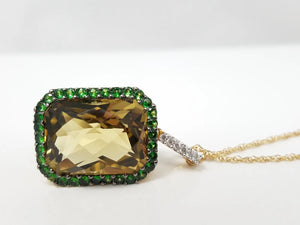 New! $1800 LeVian 14k Gold Quartz 18" Necklace