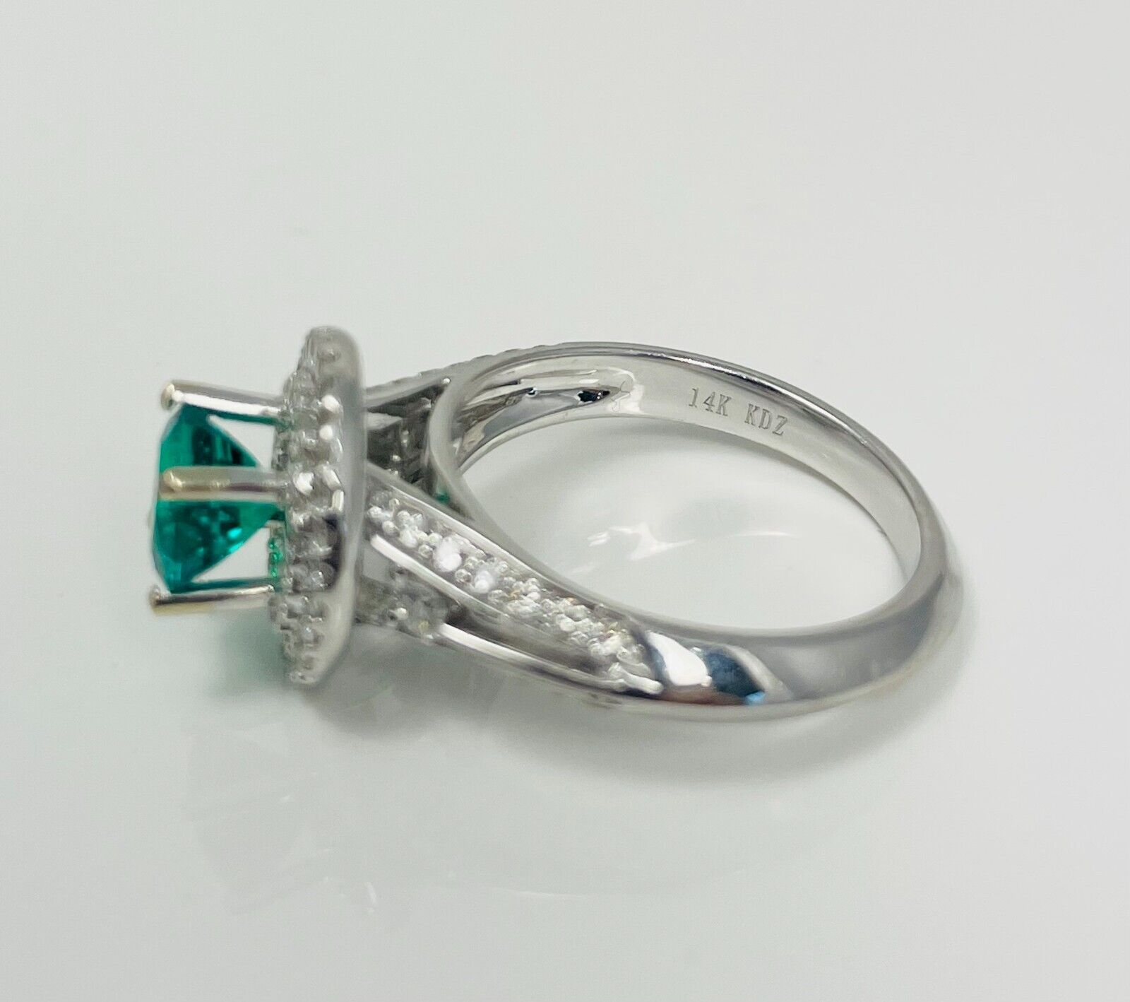 ENDED Have one to sell? Sell now 1.50CTW Lab Created Emerald Natural Diamond 14k White Gold Ring