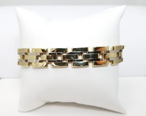 Handsome 8.5" Two Tone Gold Men's Bracelet