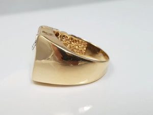 Handsome 14k Gold Natural Diamond Nugget Ring