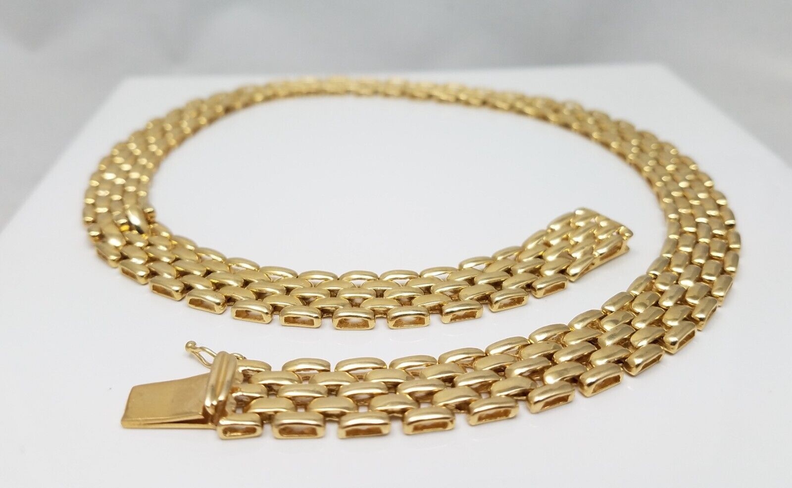 16.5" 14k Solid Yellow Gold Panther Link Necklace