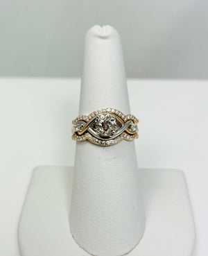 .95ct Old Mine Cut Diamond 14k Rose Gold Ring