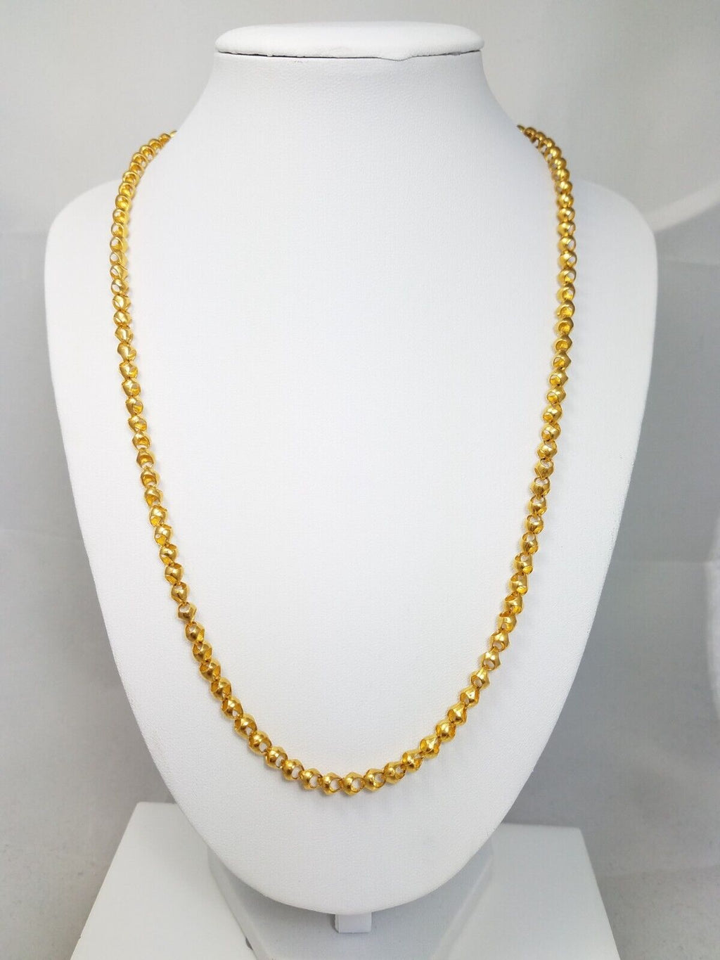 21" 24k Solid Yellow Gold Fancy Link Chain Necklace