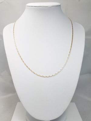 18" 14k Two Tone Gold Diamond Cut Chain Necklace Italy