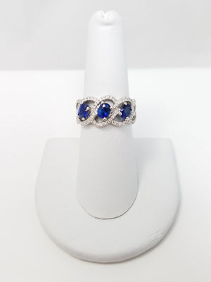 1ctw Natural Sapphire Diamond 18k White Gold Ring