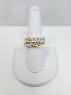 Modern 14k Two Tone Gold Ring Italy