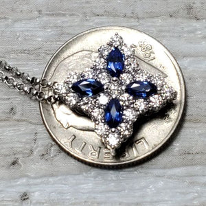$2950 Roberto Coin Princess Flower Sapphire Diamond 18k Gold Necklace