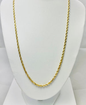 Sturdy 31" 14k Solid Gold Diamond-Cut Rope Chain
