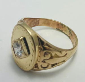 Handsome Mens Vintage Natural Diamond 14k Gold Ring
