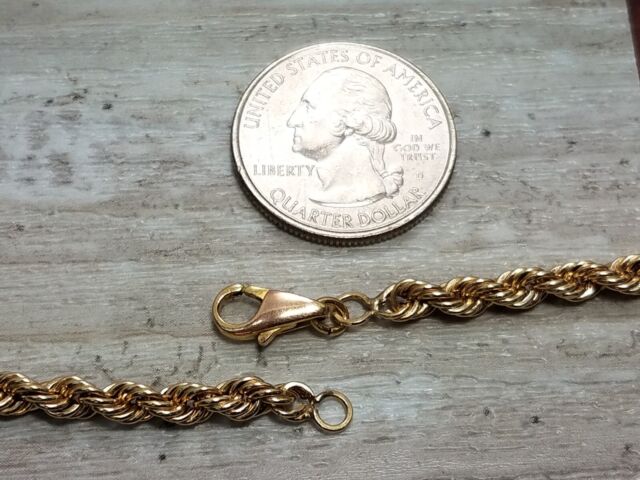 30.5" 14k Hollow Yellow Gold Rope Chain Necklace