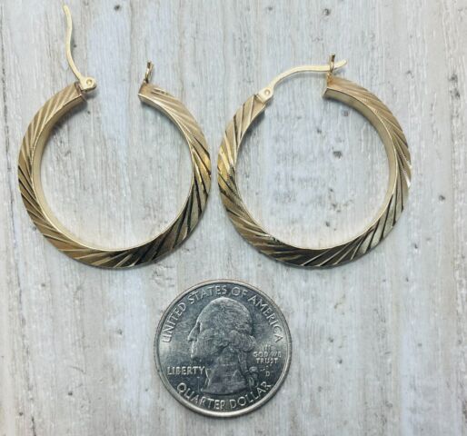 33mm 14k Yellow Gold Hollow Hoop Earrings