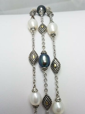 New! $725 Andrea Candela Sterling Silver 18k Gold Pearl Bracelet