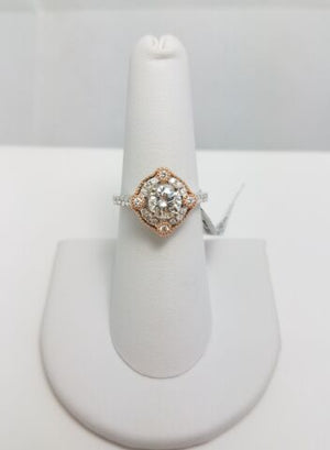 New! .98ct Round Natural Diamond 14k White Rose Gold Engagement Ring