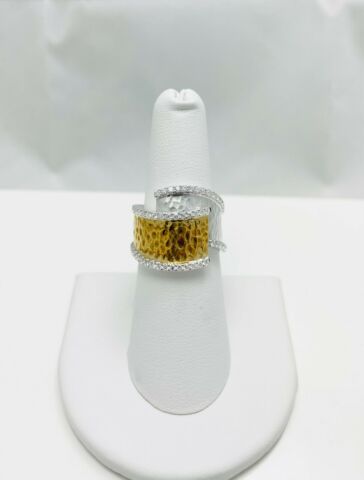 New! Custom Made Two Tone 18k Gold Diamond Ring