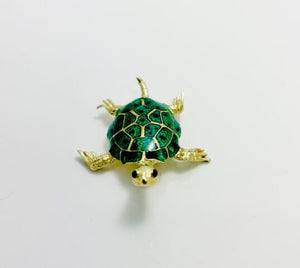 Vintage 3D 14k Gold Enamel Turtle Pin Brooch