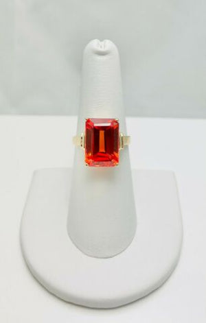 Cheery 11ct Created Orange Sapphire 14k Gold Ring