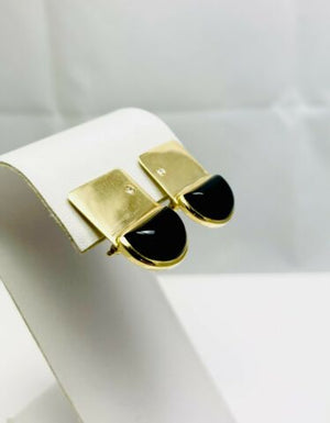 Manfredi 18k Gold Onyx Diamond Earrings