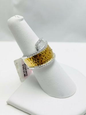 New! Custom Made Two Tone 18k Gold Diamond Ring