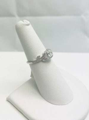 New! G.I.A. VS1-F Cushion Diamond 18k White Gold Engagement Ring