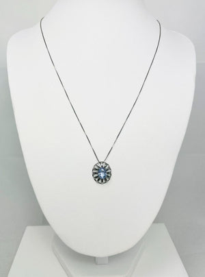 Gorgeous 1ct Natural Sapphire 18" Black Rhodium 18k White Gold Black Rhodium Chain Necklace!
