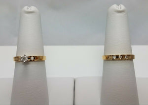 New! Natural Diamond 14k Gold Engagement Ring & Band Set