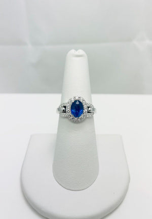New! 2ctw Natural Sapphire Diamond 14k White Gold Ring