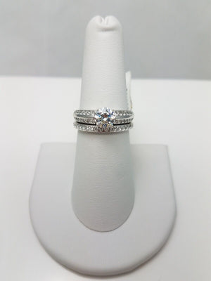 New! Natural Diamond 18k White Gold 2pc Engagement Ring Mount