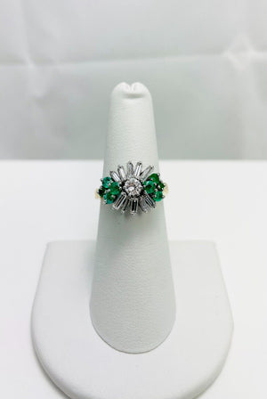 New! Opulent Natural Diamond Emerald 14k Gold Ring