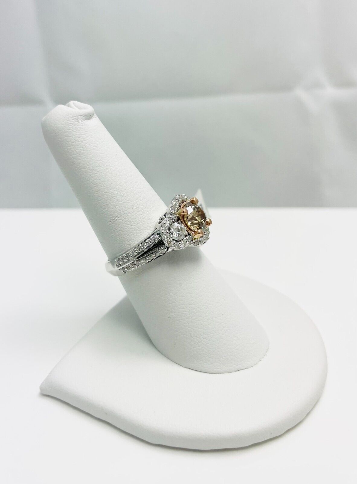 New! 1.82ctw Natural Yellow Brown Diamond 14k White Gold Ring