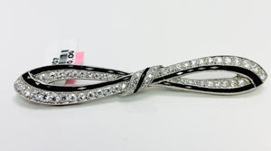 Opulent Art Deco 1930s Platinum Diamond Onyx Brooch