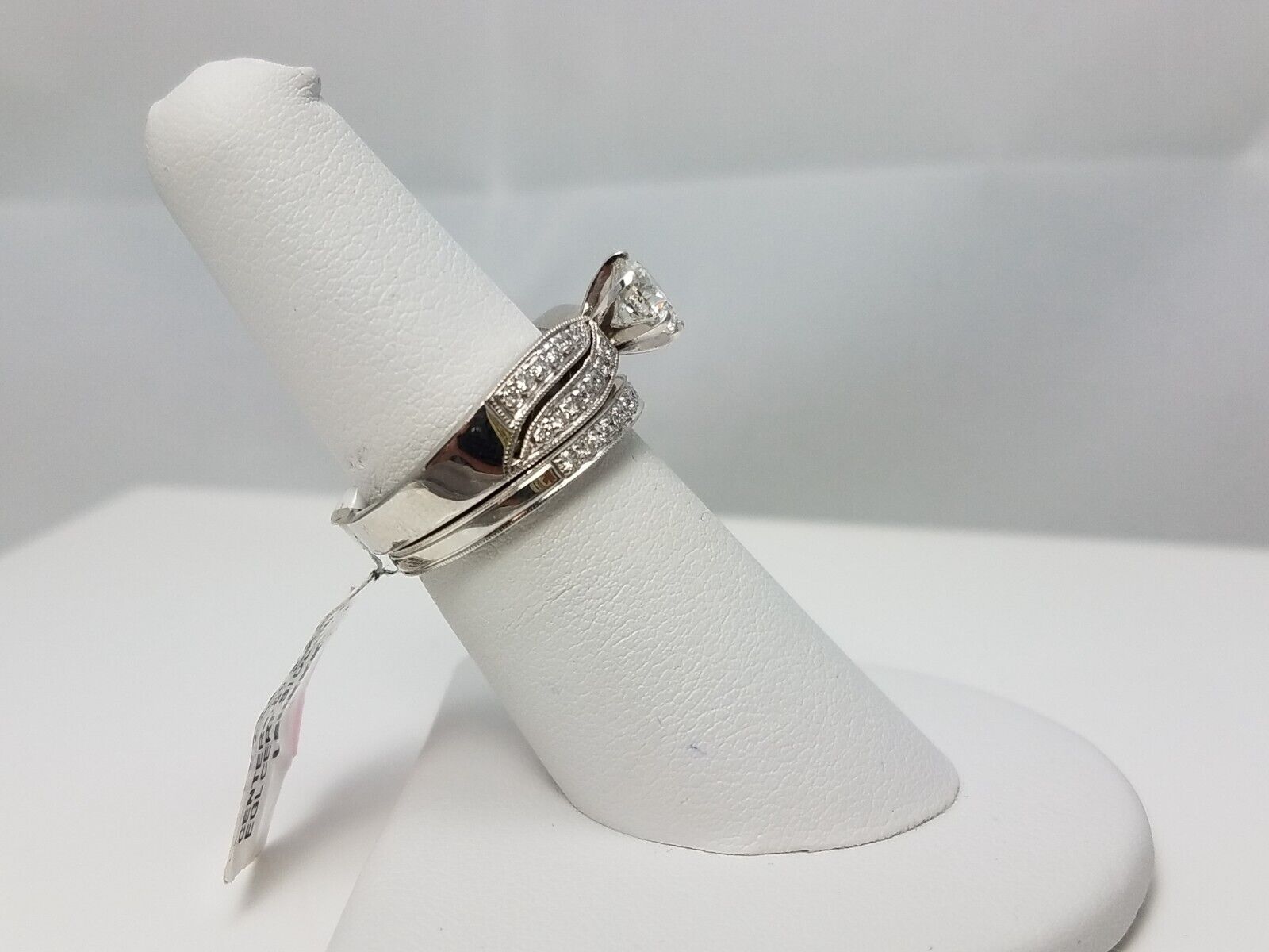 New! Natural Diamond 1.37ctw Platinum Engagement Ring Set