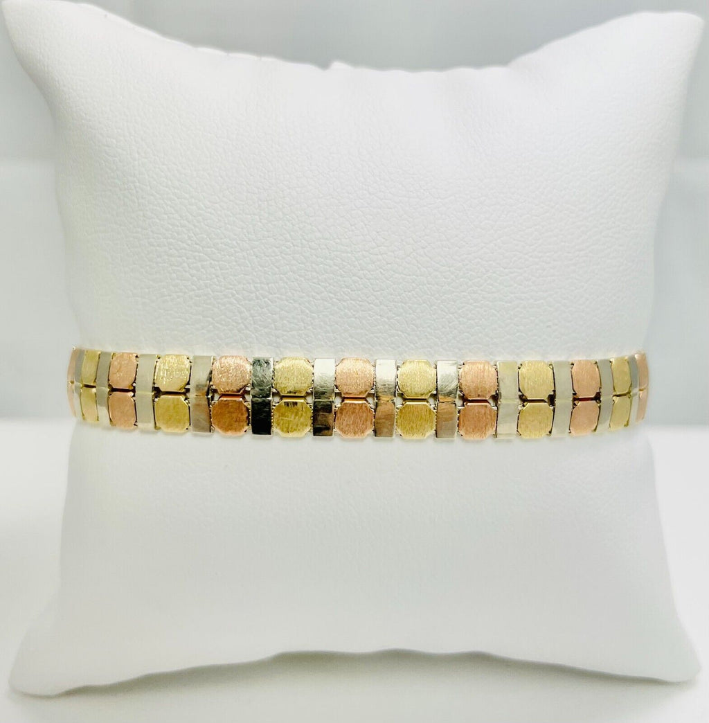 7" Modern 14k Tricolor Gold Stylish Bracelet