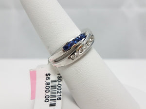 New! 14k White Gold Sapphire Diamond Ring