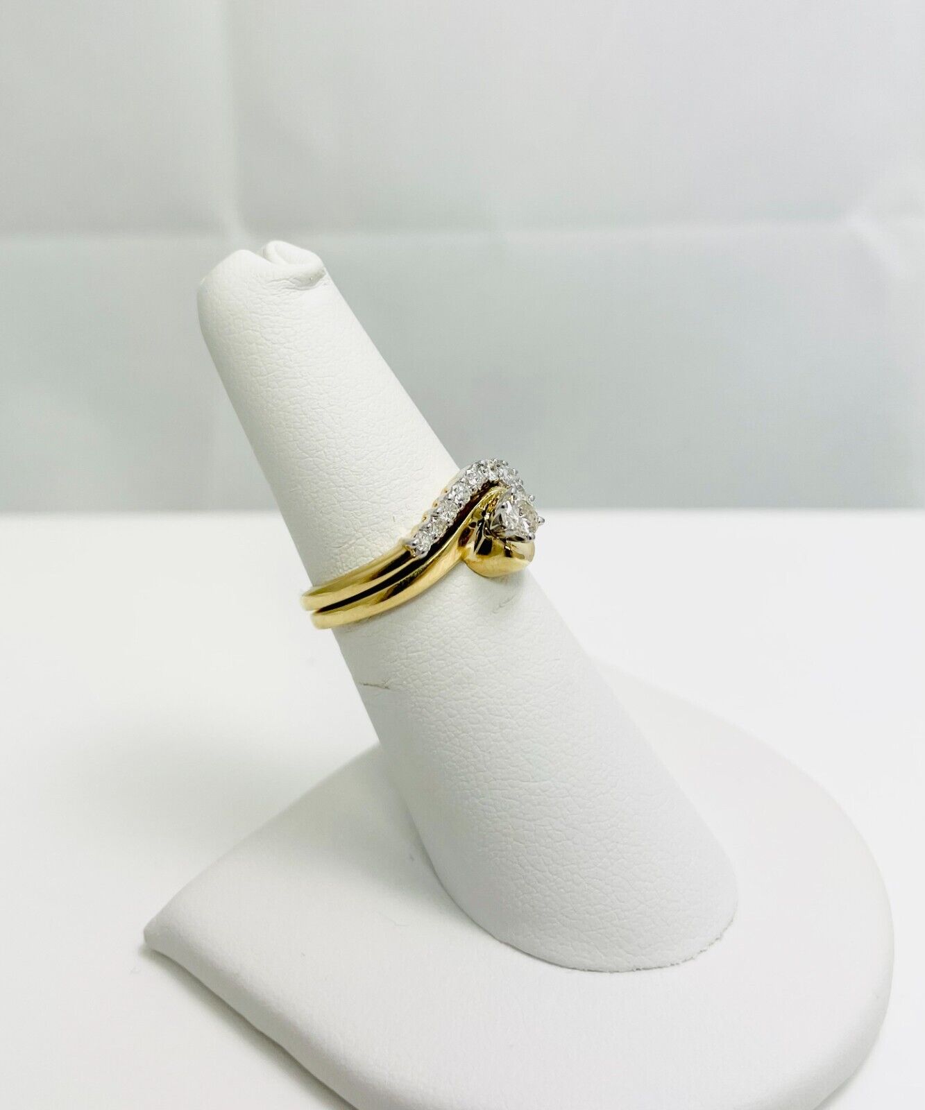 New! Natural Diamond 14k Gold 2pc Engagement Ring Set