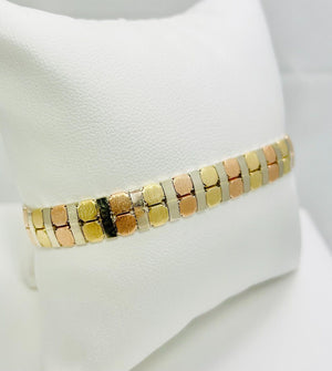 7" Modern 14k Tricolor Gold Stylish Bracelet