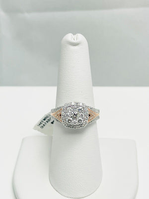 New! 1.19ctw Natural Diamond 14k White & Rose Gold Engagement Ring