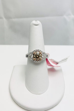 New! 1.82ctw Natural Yellow Brown Diamond 14k White Gold Ring