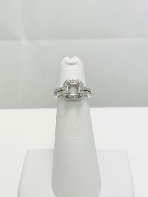 New! Platinum Natural Diamond Halo Engagement Ring Mount