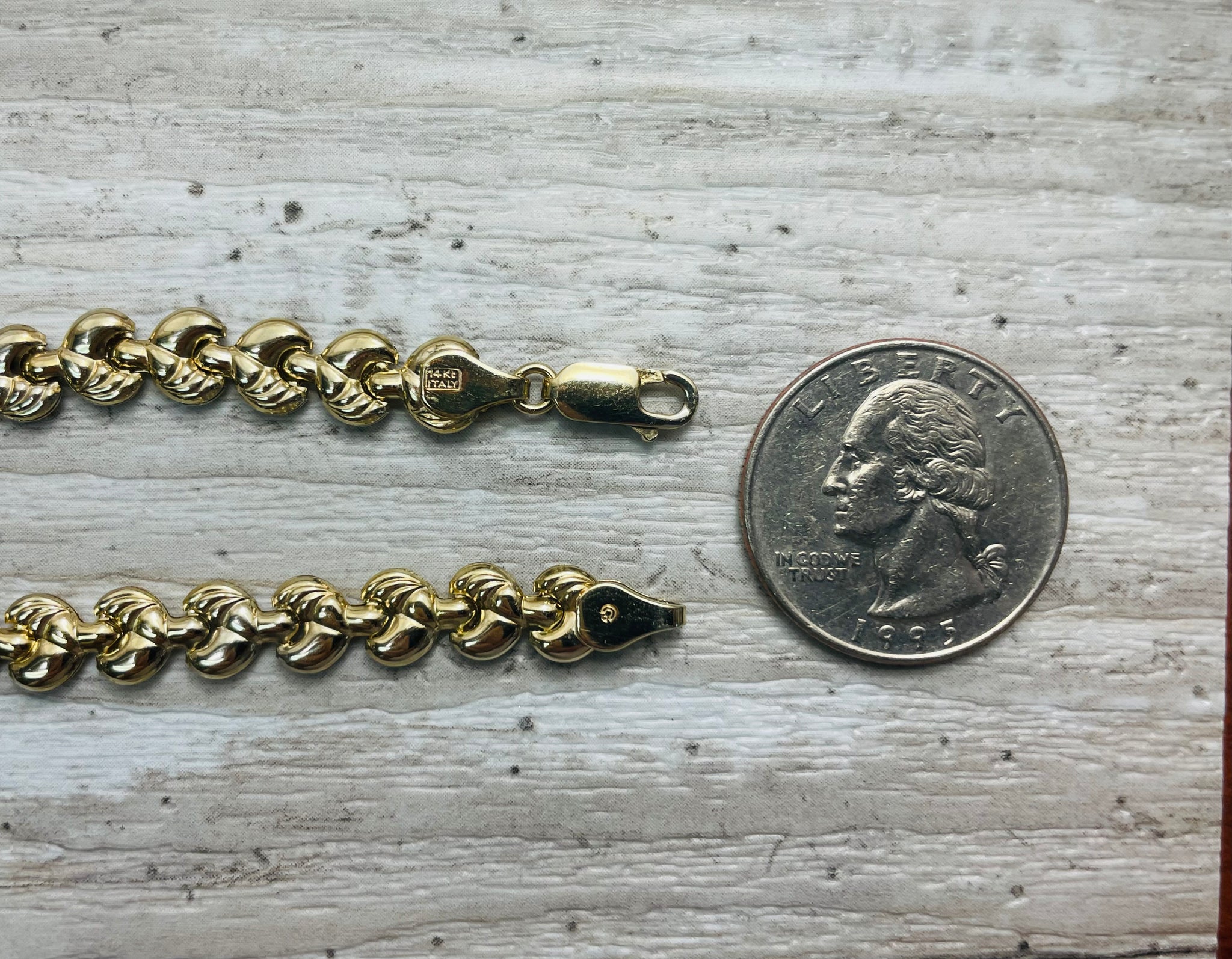 New! 7.25" 14k Hollow Yellow Gold Bracelet Italy