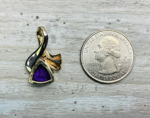 1.75ct Natural Amethyst 14k Two Tone Gold Pendant