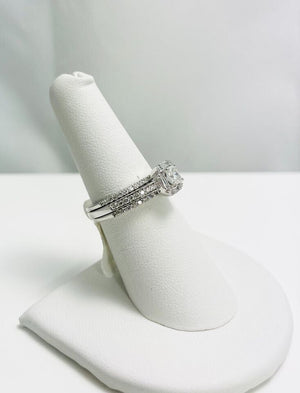 New! 1ctw Natural Diamond 14k White Gold Engagement Ring Set