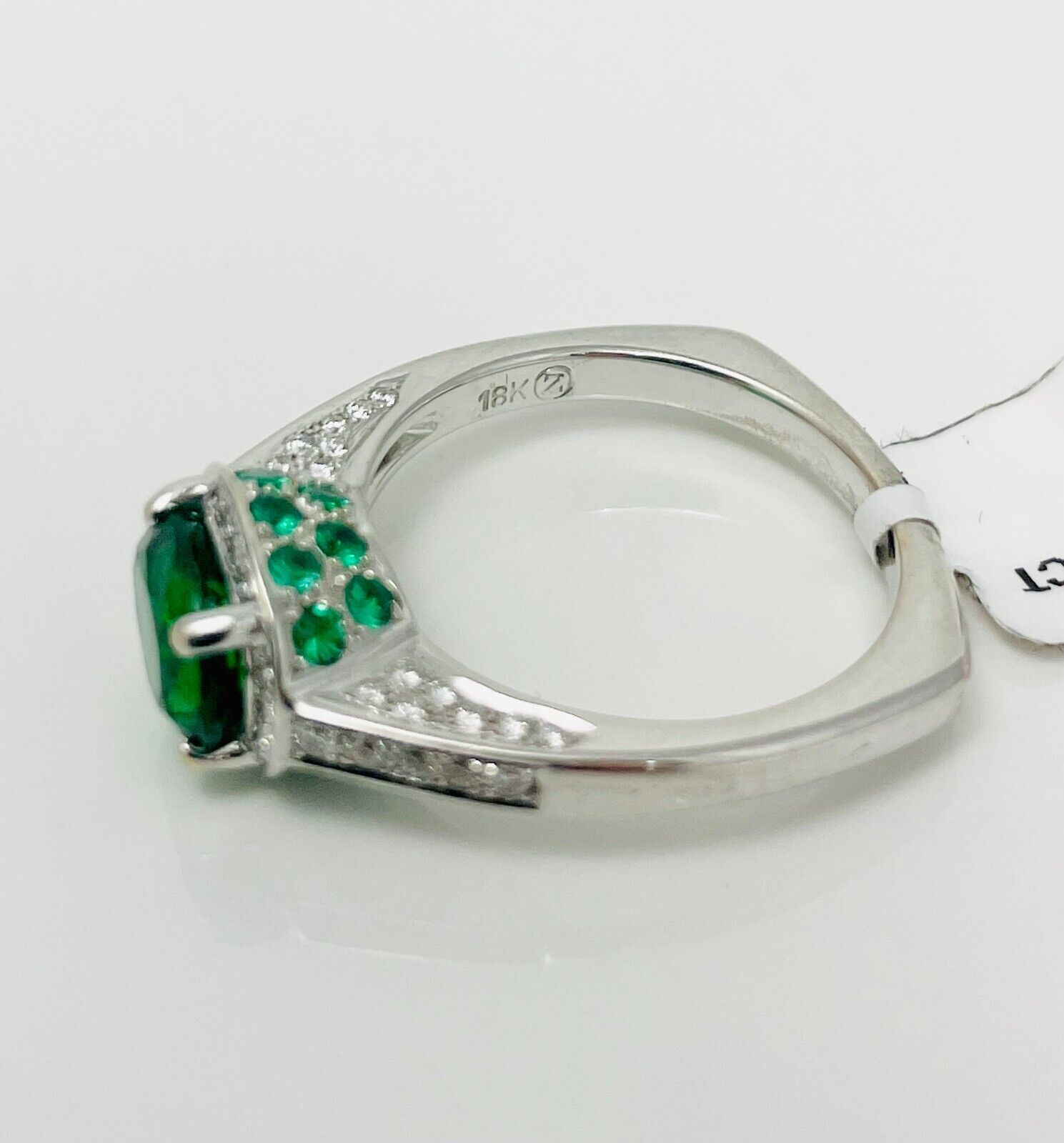 New! 2.13ctw Chrome Tourmaline Emerald Diamond 18k White Gold Ring