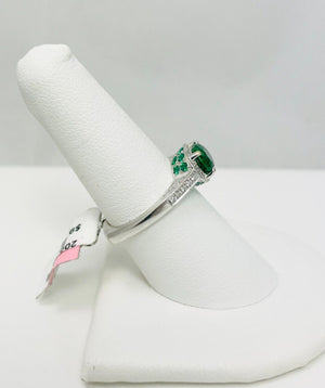 New! 2.13ctw Chrome Tourmaline Emerald Diamond 18k White Gold Ring