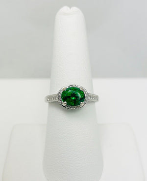 New! 2.13ctw Chrome Tourmaline Emerald Diamond 18k White Gold Ring