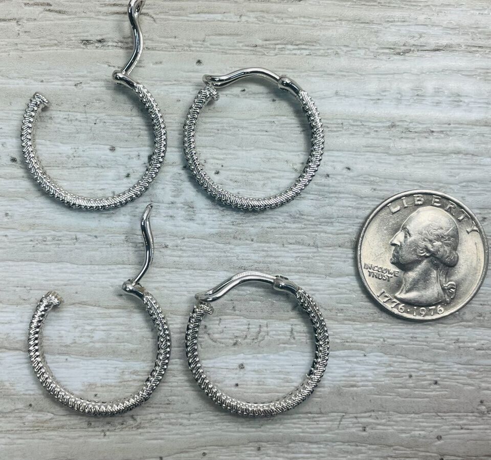 Two Non Pierced Judith Ripka Sterling Silver Hoop Earrings