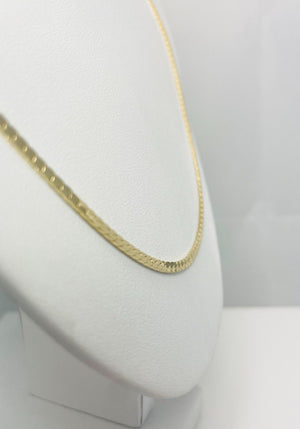24" 14k Solid Yellow Gold Double Herringbone Chain Necklace Italy