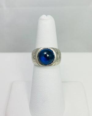Vintage 5ct Synthetic Sapphire 18k White Gold Ring To Restore