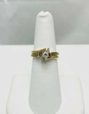 New! Natural Diamond 14k Gold Engagement Ring Set