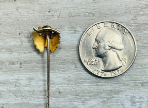 Early 1900s 9k Yellow Gold European Cut Diamond Stickpin
