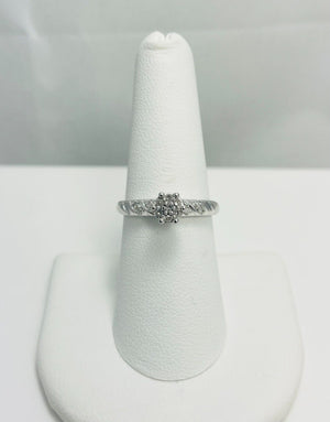 10k White Gold Natural Diamond Engagement Ring
